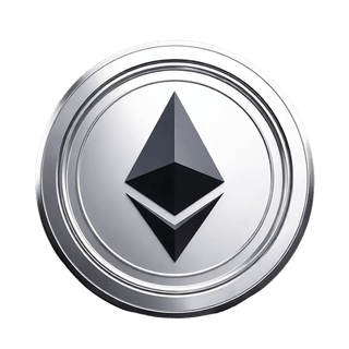 Graphic element of the Ethereum (ETH) coin displayed in a floating style